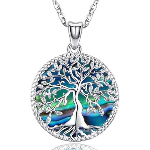 Tree of Life Necklace for Women S925 Sterling Silver Abalone Shell/Opal - Picture 7 of 7